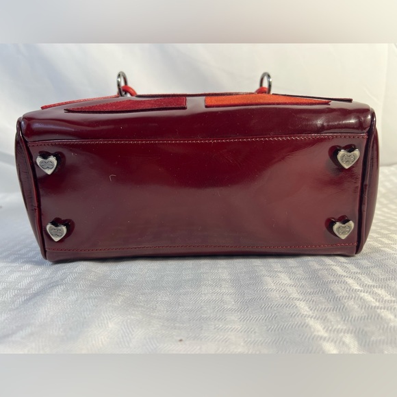 3001: Escada Y2K Burgundy Patent Leather & Suede Mini Bowler Bag Italy - Picture 5 of 16